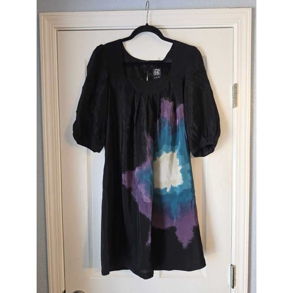 Vintage Jax Silk Dress Sz 8 Y2k Colorful Celestial Artsy Oversized Lagenlook